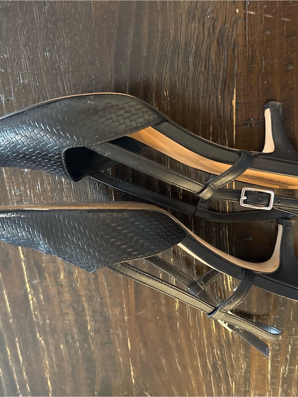 Woven Pointed-Toe Slingback Flats - Black - Picture 4 of 5